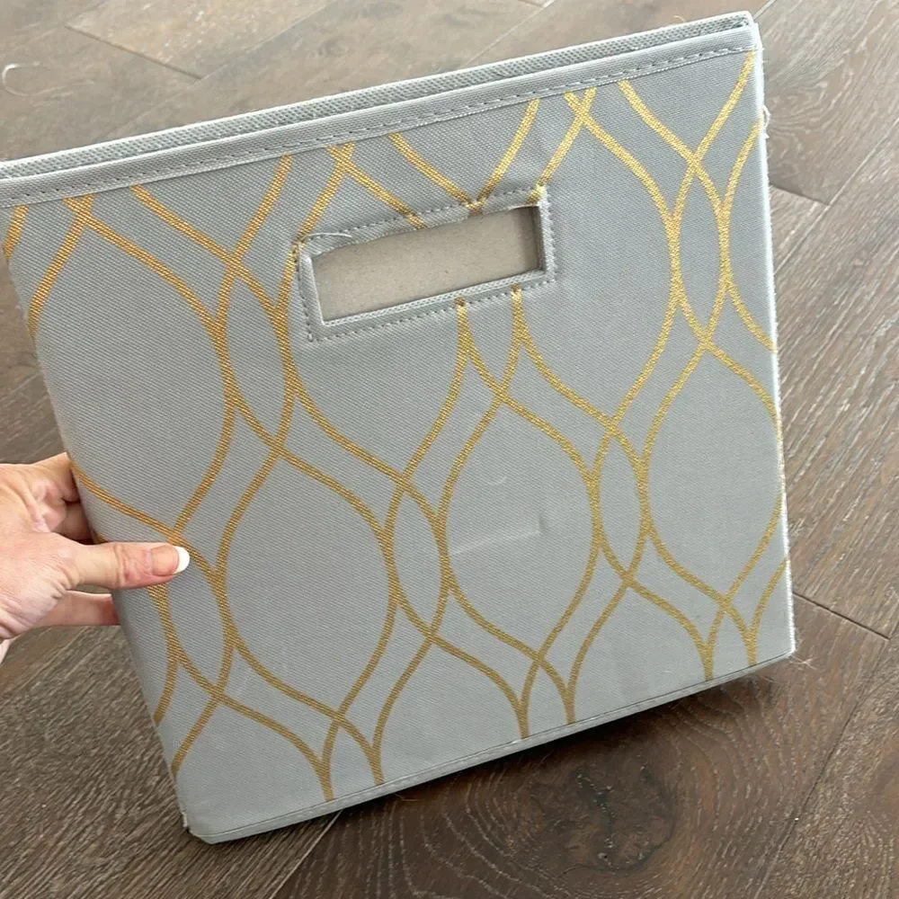 Canvas storage box with gold pattern -multiple available